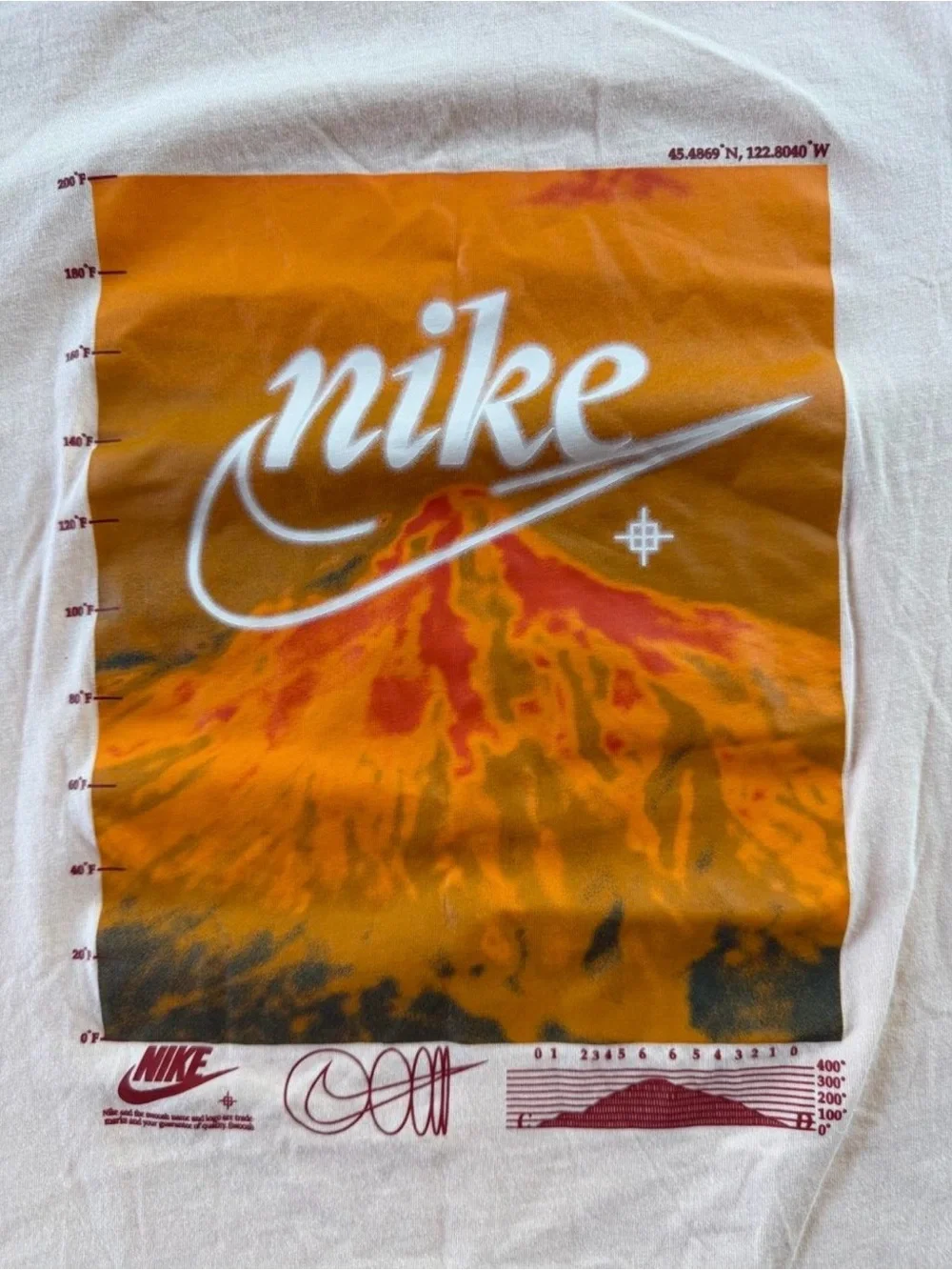 Nike Men’s Peach Short Sleeve Graphic Tee with Orange Mountain Print